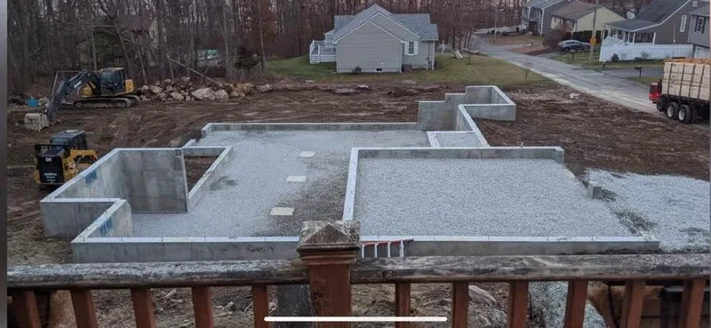 Concrete foundation forms at a residential build