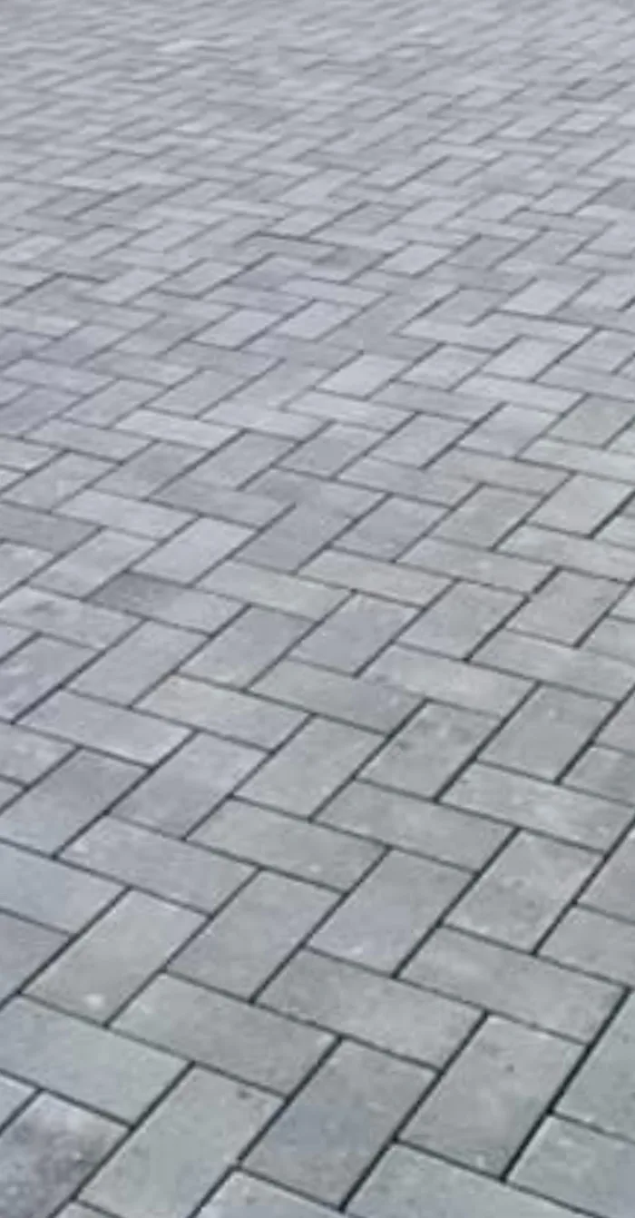 Close-up of an interlocking paver pattern